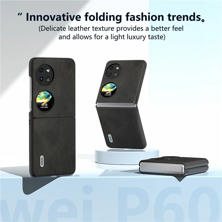 ABEEL For Huawei Pocket 2 Phone Case PU Leather+PC Anti-Scratch Cover - Black