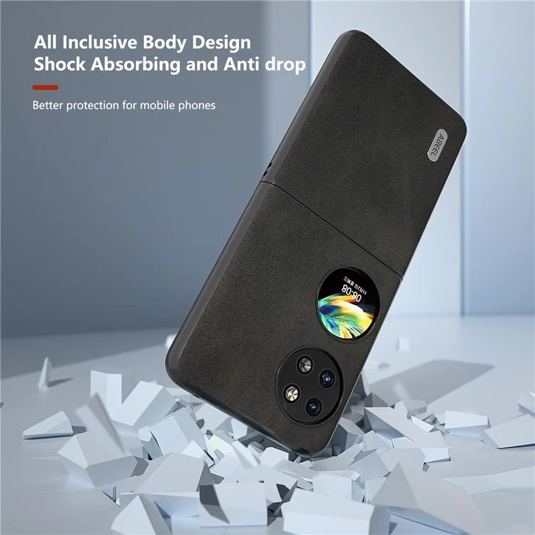 ABEEL For Huawei Pocket 2 Phone Case PU Leather+PC Anti-Scratch Cover - Black
