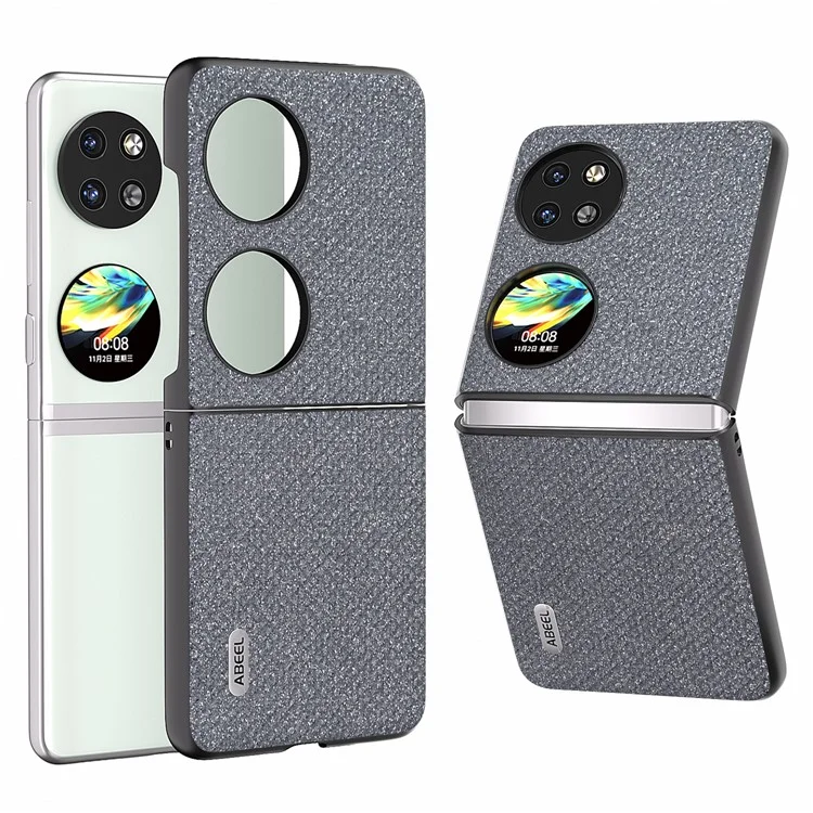 ABEEL Pour Étui de Téléphone Huawei Pocket 2 en Cuir PU avec Texture en Cristaux Scintillants - Gris