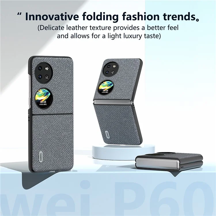 ABEEL Pour Étui de Téléphone Huawei Pocket 2 en Cuir PU avec Texture en Cristaux Scintillants - Gris