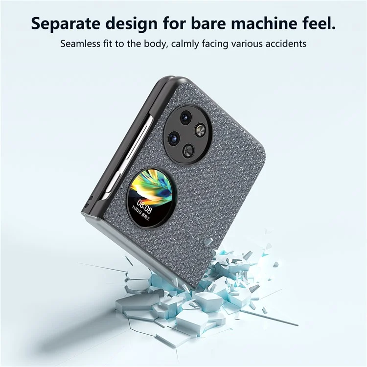ABEEL Pour Étui de Téléphone Huawei Pocket 2 en Cuir PU avec Texture en Cristaux Scintillants - Gris