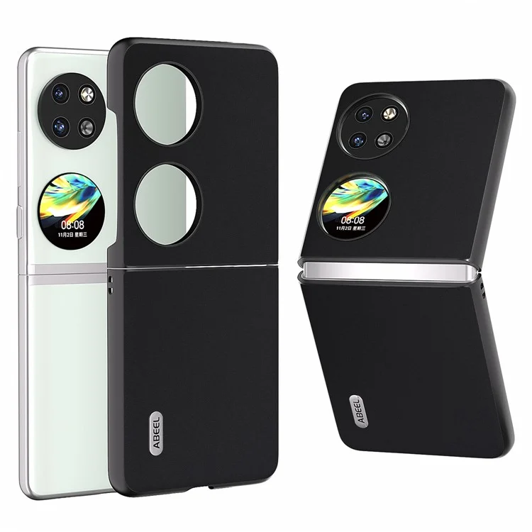 ABEEL Pour Huawei Pocket 2 Étui de téléphone Véritable cuir de vache Sensation douce et soyeuse Couverture - Noir