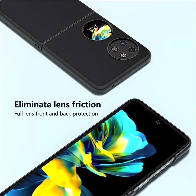 ABEEL Pour Huawei Pocket 2 Étui de téléphone Véritable cuir de vache Sensation douce et soyeuse Couverture - Noir
