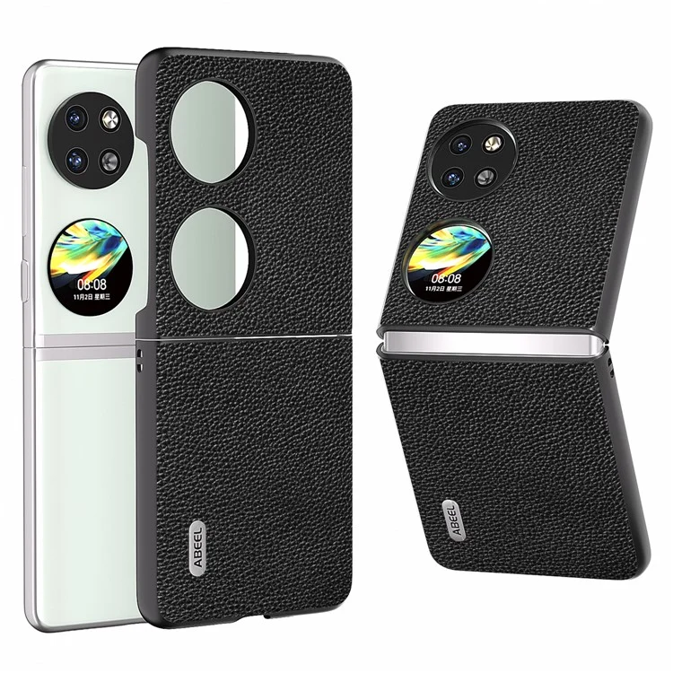 ABEEL Pour Huawei Pocket 2 Étui de téléphone Texture de litchi Revêtement antidérapant - Noir