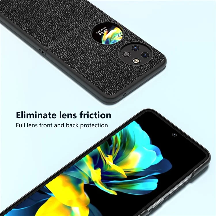 ABEEL Pour Huawei Pocket 2 Étui de téléphone Texture de litchi Revêtement antidérapant - Noir