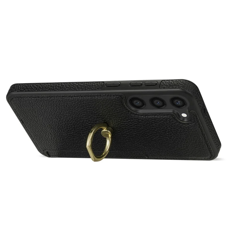 For Samsung Galaxy S24 Cell Phone Case PU Leather + TPU Card Holder Cover with Kickstand - Black