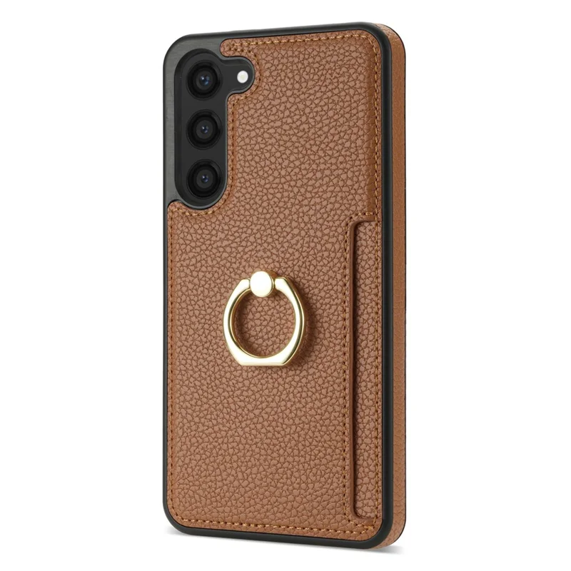 For Samsung Galaxy S24 Cell Phone Case PU Leather + TPU Card Holder Cover with Kickstand - Brown