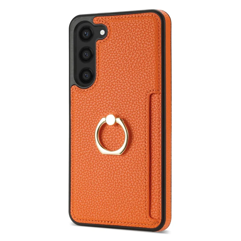 For Samsung Galaxy S24 Cell Phone Case PU Leather + TPU Card Holder Cover with Kickstand - Orange