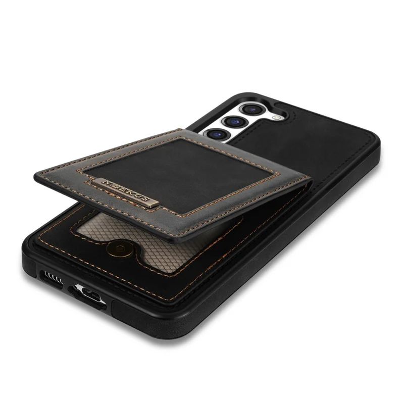 N.BEKUS For Samsung Galaxy S24+ RFID Blocking Design Cover Card Holder Kickstand Phone Case - Black