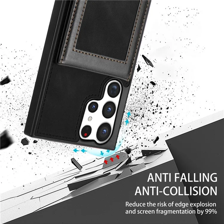 N.BEKUS For Samsung Galaxy S24 Ultra Kickstand Cover RFID Blocking Phone Case - Black