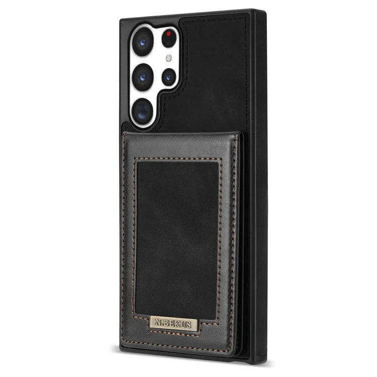 N.BEKUS For Samsung Galaxy S24 Ultra Kickstand Cover RFID Blocking Phone Case - Black