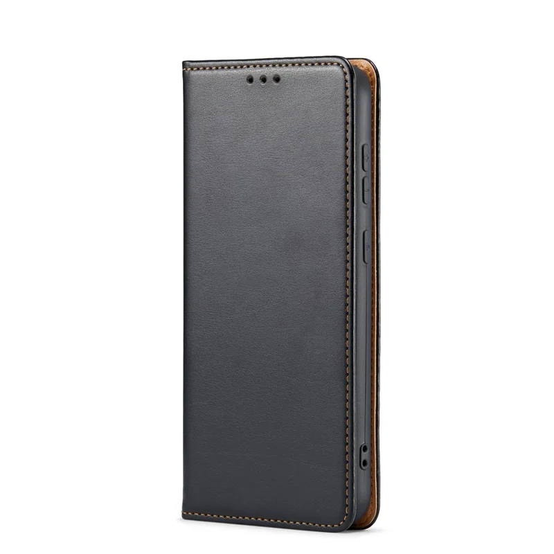 FIERRE SHANN For Samsung Galaxy S24+ Magnetic Case PU Leather+TPU Smart Phone Protector - Black
