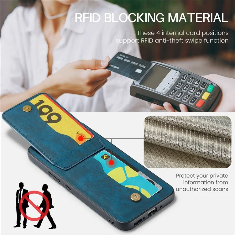 FIERRE SHANN Pour Samsung Galaxy S23 FE Étui en cuir PU+TPU Housse de téléphone avec porte-cartes - Bleu