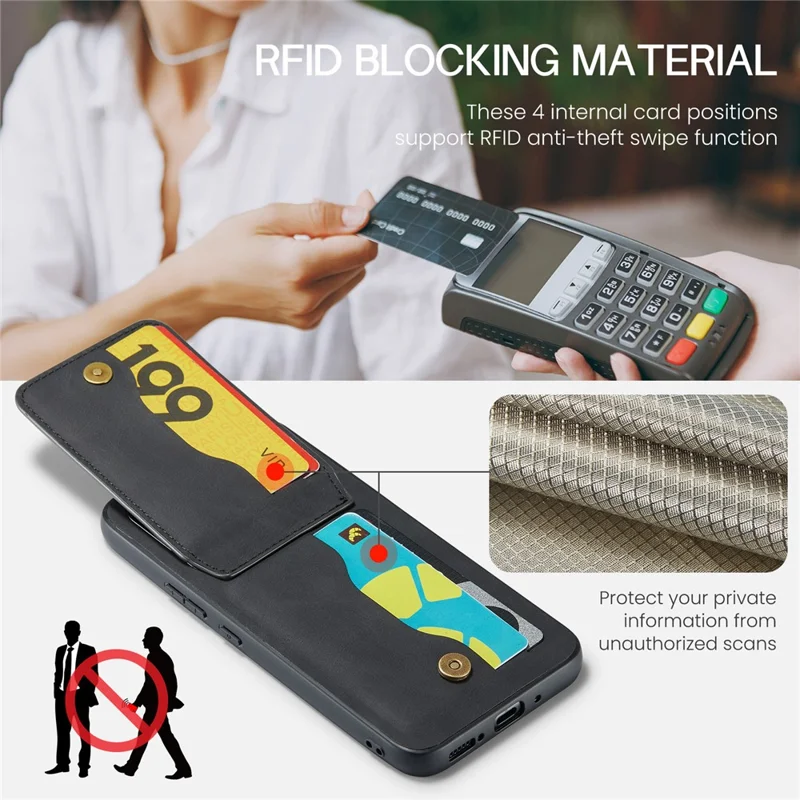 FIERRE SHANN For Samsung Galaxy S23 FE Case PU Leather+TPU Phone Cover with Card Holder - Black