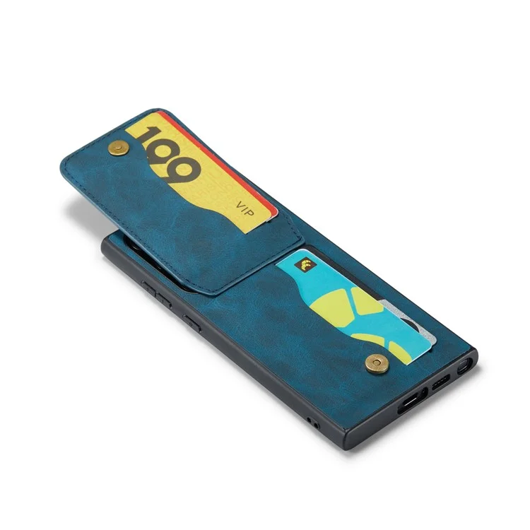 FIERRE SHANN Para Samsung Galaxy S24 Ultra Funda Textura de Caballo Loco Ranuras para Tarjetas Funda de Teléfono - Azul