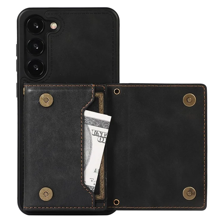 For Samsung Galaxy S24 Kickstand Case RFID Blocking Wallet Phone Cover - Black