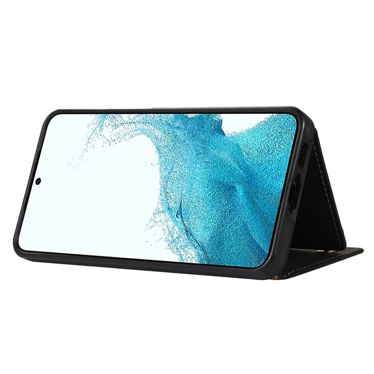 For Samsung Galaxy S24 Kickstand Case RFID Blocking Wallet Phone Cover - Black