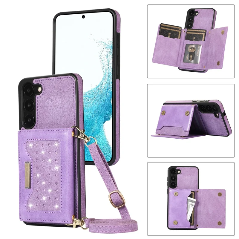 For Samsung Galaxy S24 Kickstand Case RFID Blocking Wallet Phone Cover - Purple