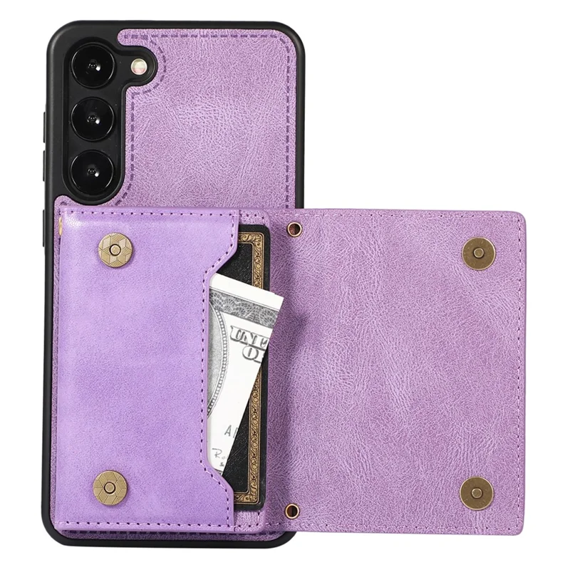 For Samsung Galaxy S24 Kickstand Case RFID Blocking Wallet Phone Cover - Purple
