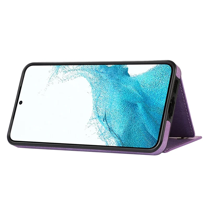 For Samsung Galaxy S24 Kickstand Case RFID Blocking Wallet Phone Cover - Purple