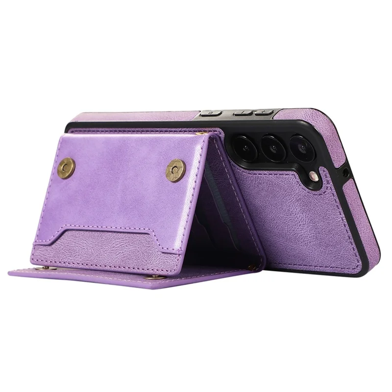 For Samsung Galaxy S24 Kickstand Case RFID Blocking Wallet Phone Cover - Purple