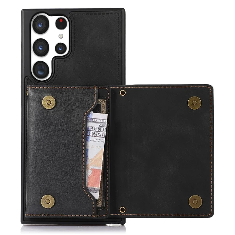 Per Samsung Galaxy S24 Ultra Case Rhinestone Phone Cover con portafoglio RFID Blocking - Nero