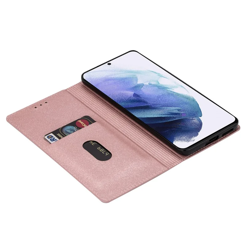 For Samsung Galaxy S24 Ultra Case Card Holder PU Leather Stand Cover - Rose Gold