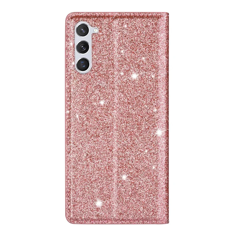 For Samsung Galaxy S24 Leather Case Card Holder Glitter Phone Cover - Rose Gold
