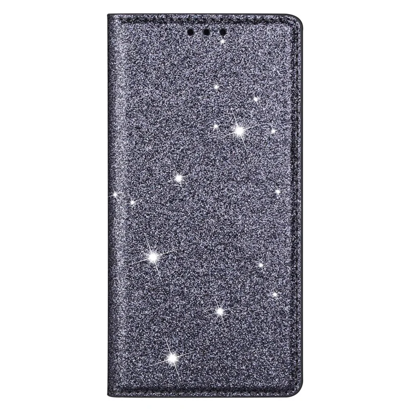 For Samsung Galaxy S24 Leather Case Card Holder Glitter Phone Cover - Grey