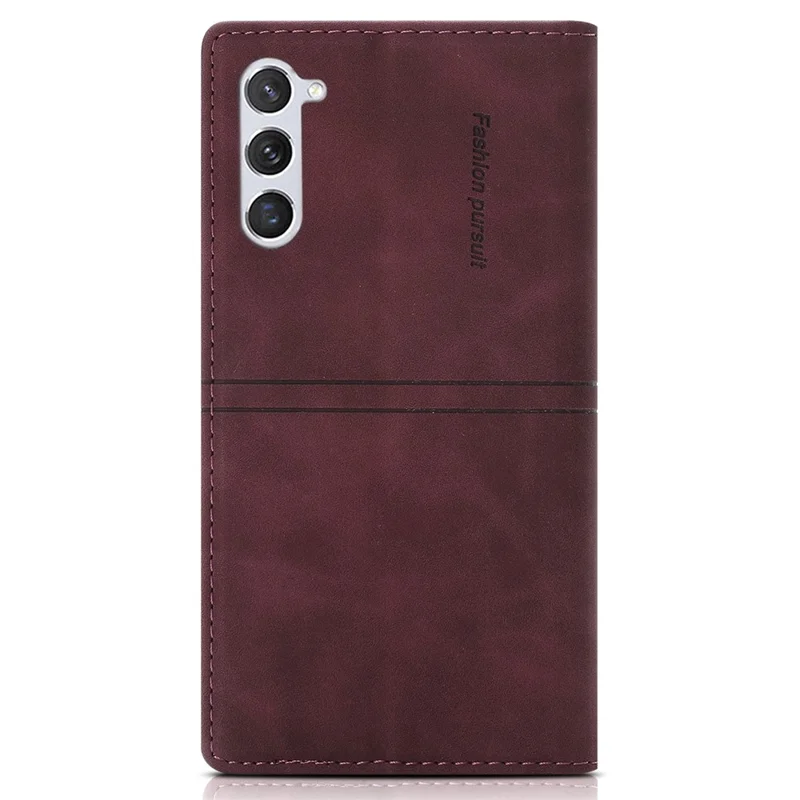 Para a Capa de Couro Anti-queda da Samsung Galaxy S24 Wallet Phone Cover - Vinho Tinto