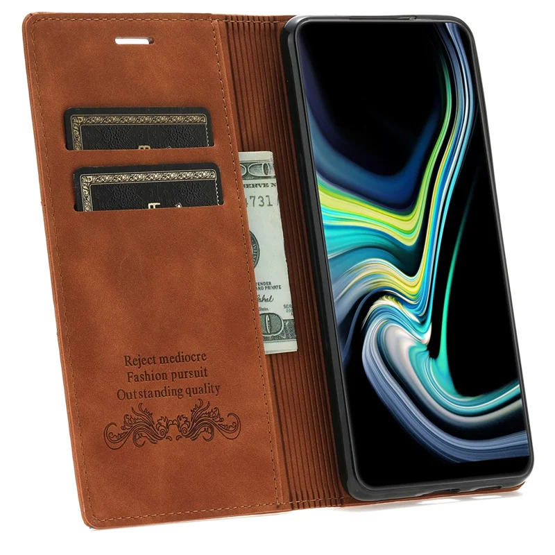 Läder för Samsung Galaxy S24 skyddsfodral med plånbok - Brun