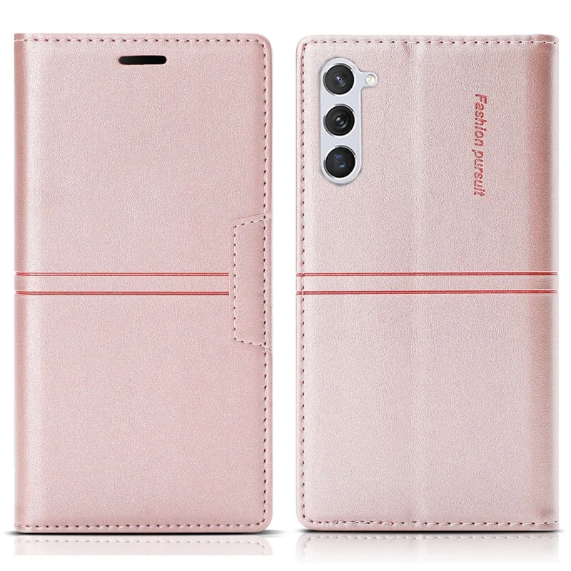 For Samsung Galaxy S24+ Case Wallet PU Leather Stand Phone Cover - Rose Gold