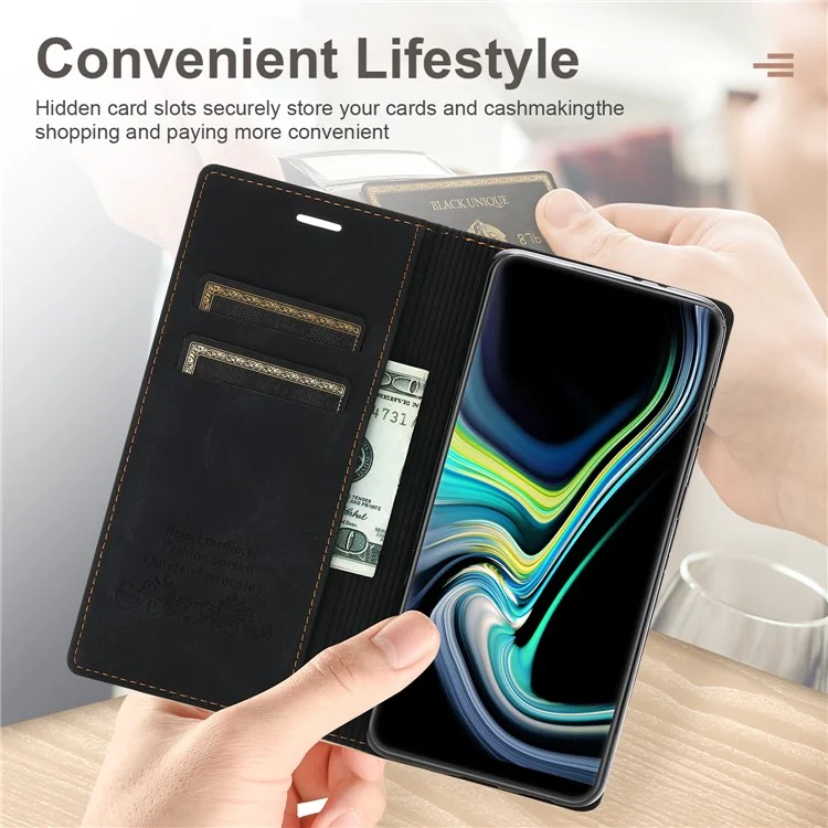 Para Samsung Galaxy S24 Ultra Case Auto Closing Magnetic Phone Wallet Cover - Negro