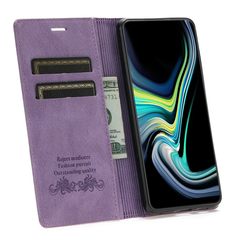 For Samsung Galaxy S24 Ultra Case Auto Closing Magnetic Phone Wallet Cover - Purple