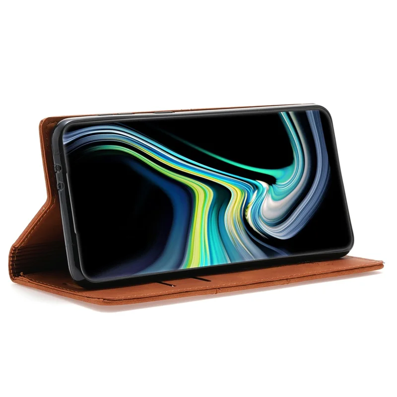 For Samsung Galaxy S24 Ultra Case Auto Closing Magnetic Phone Wallet Cover - Brown