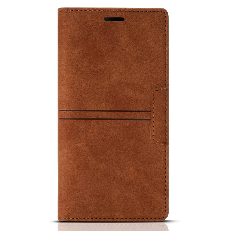 For Samsung Galaxy S24 Ultra Case Auto Closing Magnetic Phone Wallet Cover - Brown