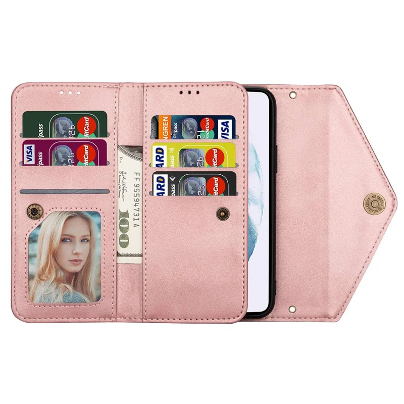 N.BEKUS For Samsung Galaxy S24+ Cover Skin-touch Cell Phone Cases with Short + Long Strap - Rose Gold