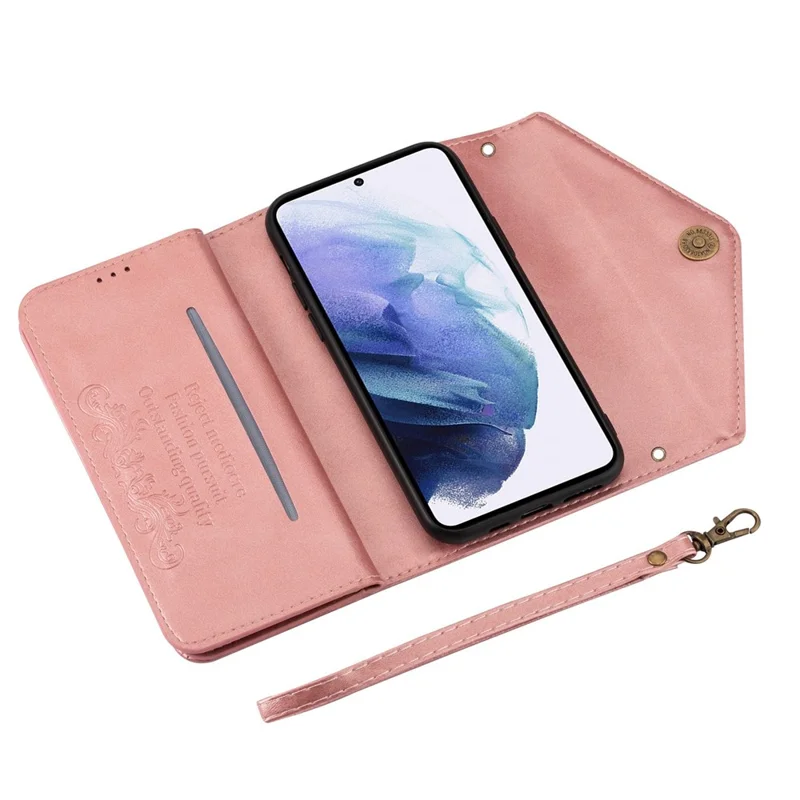 N.BEKUS For Samsung Galaxy S24+ Cover Skin-touch Cell Phone Cases with Short + Long Strap - Rose Gold