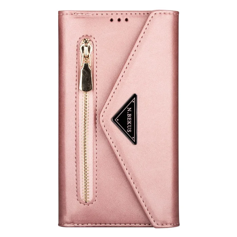 N.BEKUS For Samsung Galaxy S24+ Cover Skin-touch Cell Phone Cases with Short + Long Strap - Rose Gold