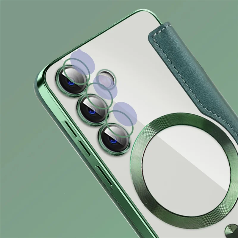 For Samsung Galaxy S24+ Clear Case RFID Blocking Electroplating Phone Case Compatible with MagSafe - Silver