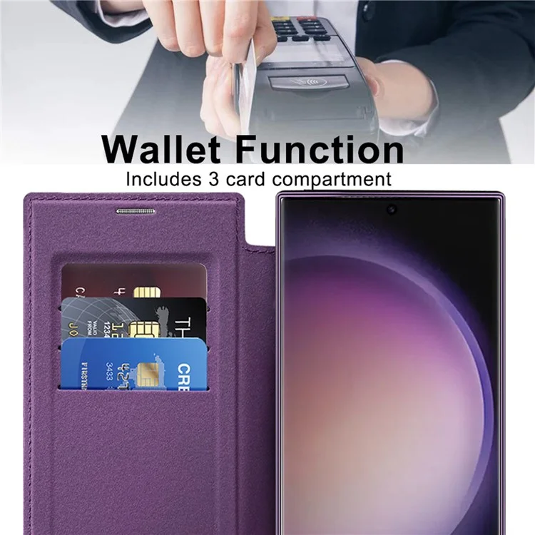 Funda Samsung Galaxy S24 Ultra Compatible con MagSafe Electrochapado Bloqueo RFID Transparente - Morado