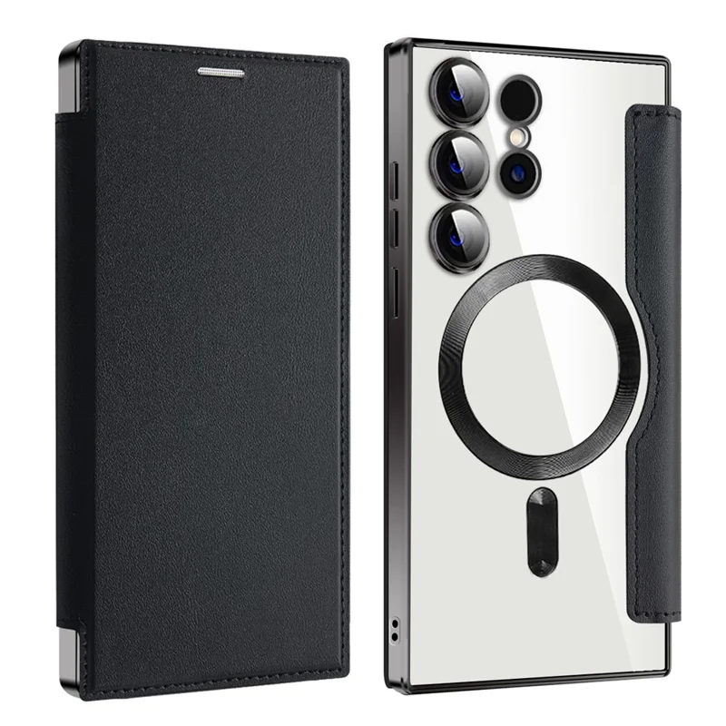 Fodral för Samsung Galaxy S24 Ultra Kompatibel med MagSafe Elektropläterad RFID-skyddande Transparent Mobilskal - Svart