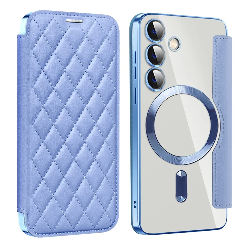 For Samsung Galaxy S24+ Case Card Holder Shockproof Phone Cover Magnetic Case - Blue
