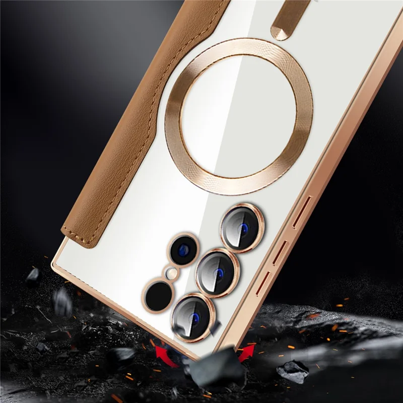 For Samsung Galaxy S24 Ultra Case Anti-Drop PU Leather Phone Cover Magnetic Case - Black