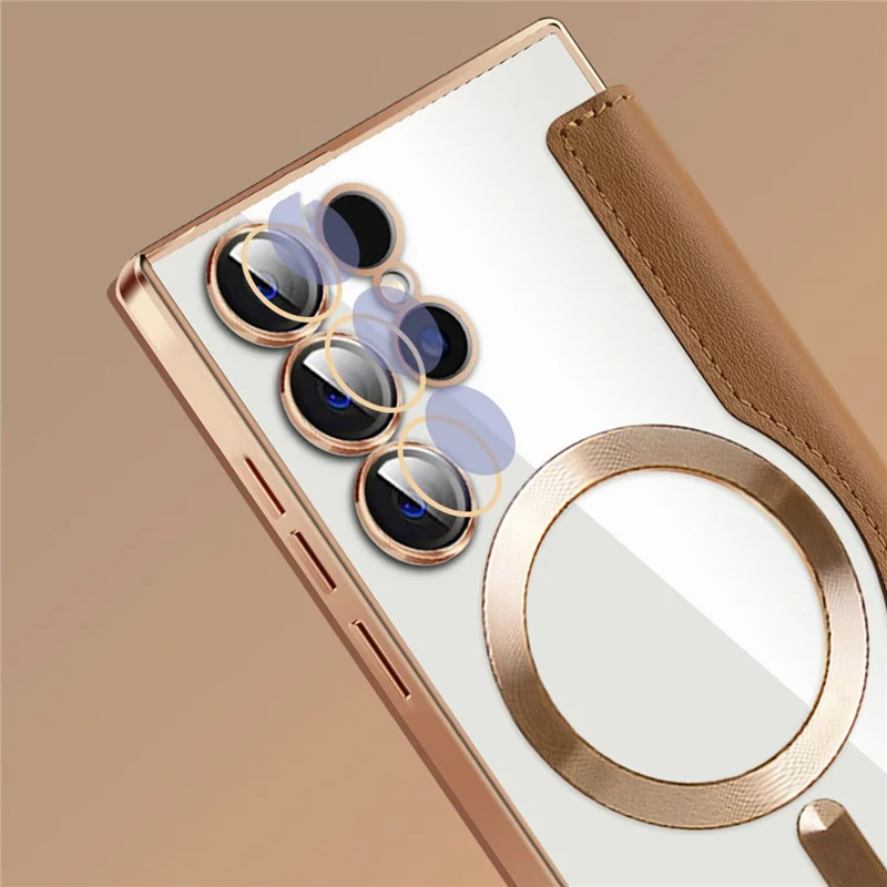 For Samsung Galaxy S24 Ultra Case Anti-Drop PU Leather Phone Cover Magnetic Case - Black