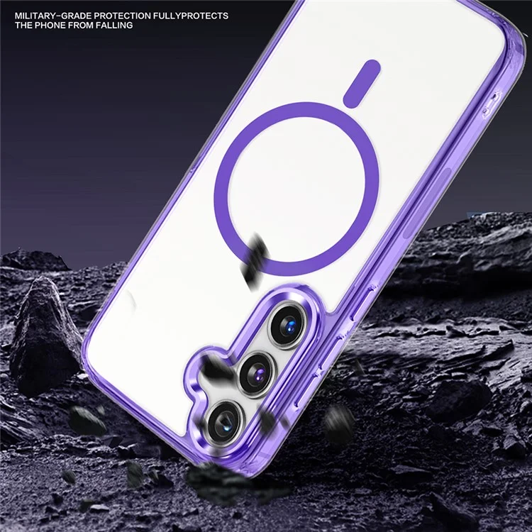 For Samsung Galaxy S24 Case Anti-Scratch PC + TPU Clear Phone Cover Compatible with MagSafe - Purple