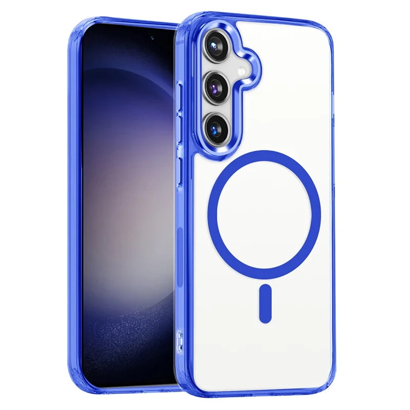 For Samsung Galaxy S24 Case Anti-Scratch PC + TPU Clear Phone Cover Magnetic Case - Blue