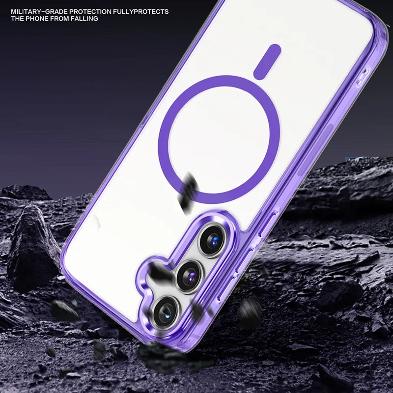 For Samsung Galaxy S24 Case Anti-Scratch PC + TPU Clear Phone Cover Magnetic Case - Blue