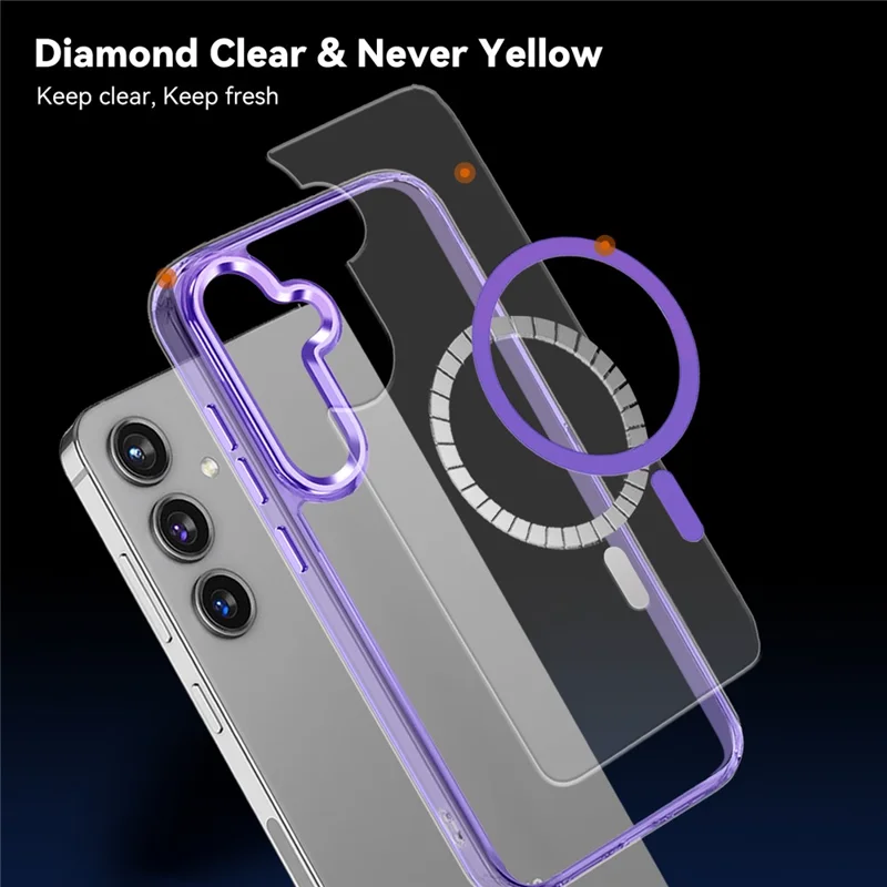 For Samsung Galaxy S24 Case Anti-Scratch PC + TPU Clear Phone Cover Magnetic Case - Blue