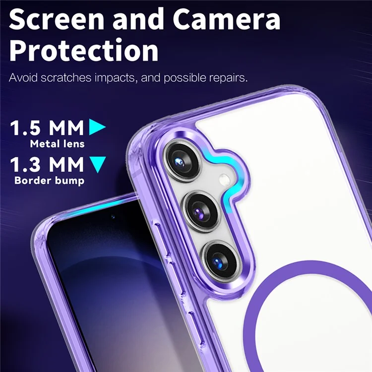 Für Samsung Galaxy S24+ Clear Case Stoßfeste PC + TPU Handyhülle Kompatibel mit MagSafe - Lila